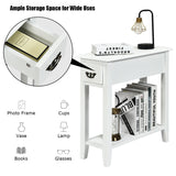 2 Pieces 2 Tier Sofa Side End Table with Drawer and Open Shelf