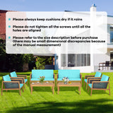 4 Pieces Patio Rattan Furniture Set with Removable Cushions