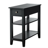 3-Tier Nightstand Bedside Table Sofa Side with Double Shelves Drawer
