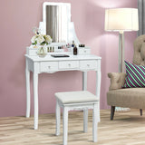 10 Dimmable Light Bulbs Vanity Dressing Table with 2 Dividers and Cushioned Stool