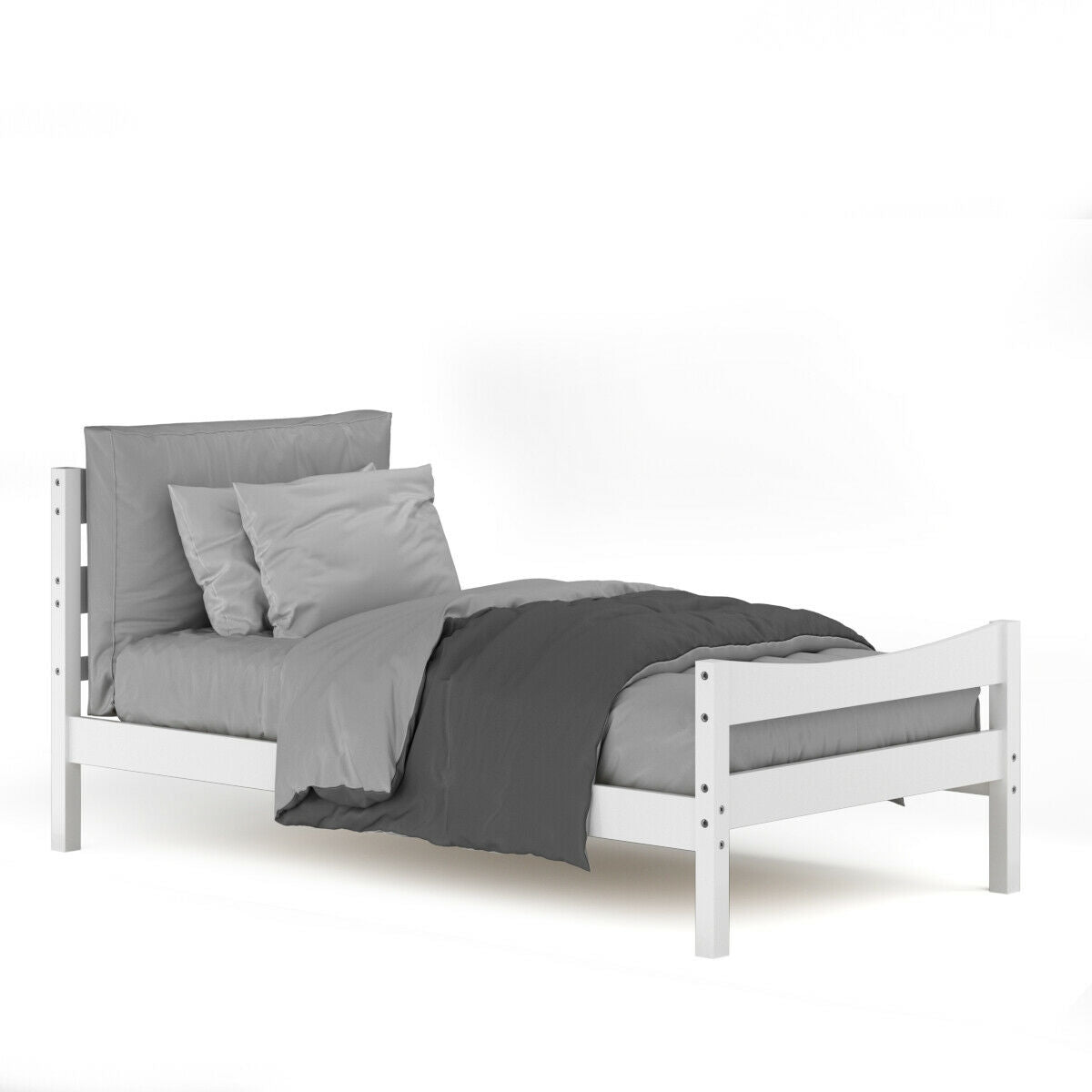 Twin Size Rustic Platform Bed Frame with Headboard and Footboard
