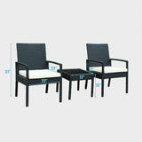 3 Pcs Outdoor Rattan Patio Conversation Furniture Set