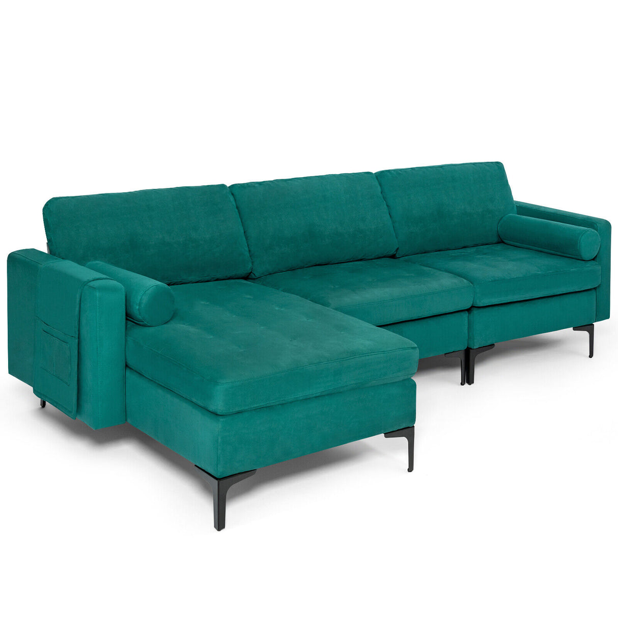 Modular 1/2/3/4-Seat L-Shaped Sectional Sofa Couch with Socket USB Port-3-Seat L