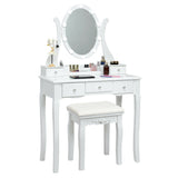 10 Dimmable Lights Vanity Table Set with Lighted Mirror and Cushioned Stool