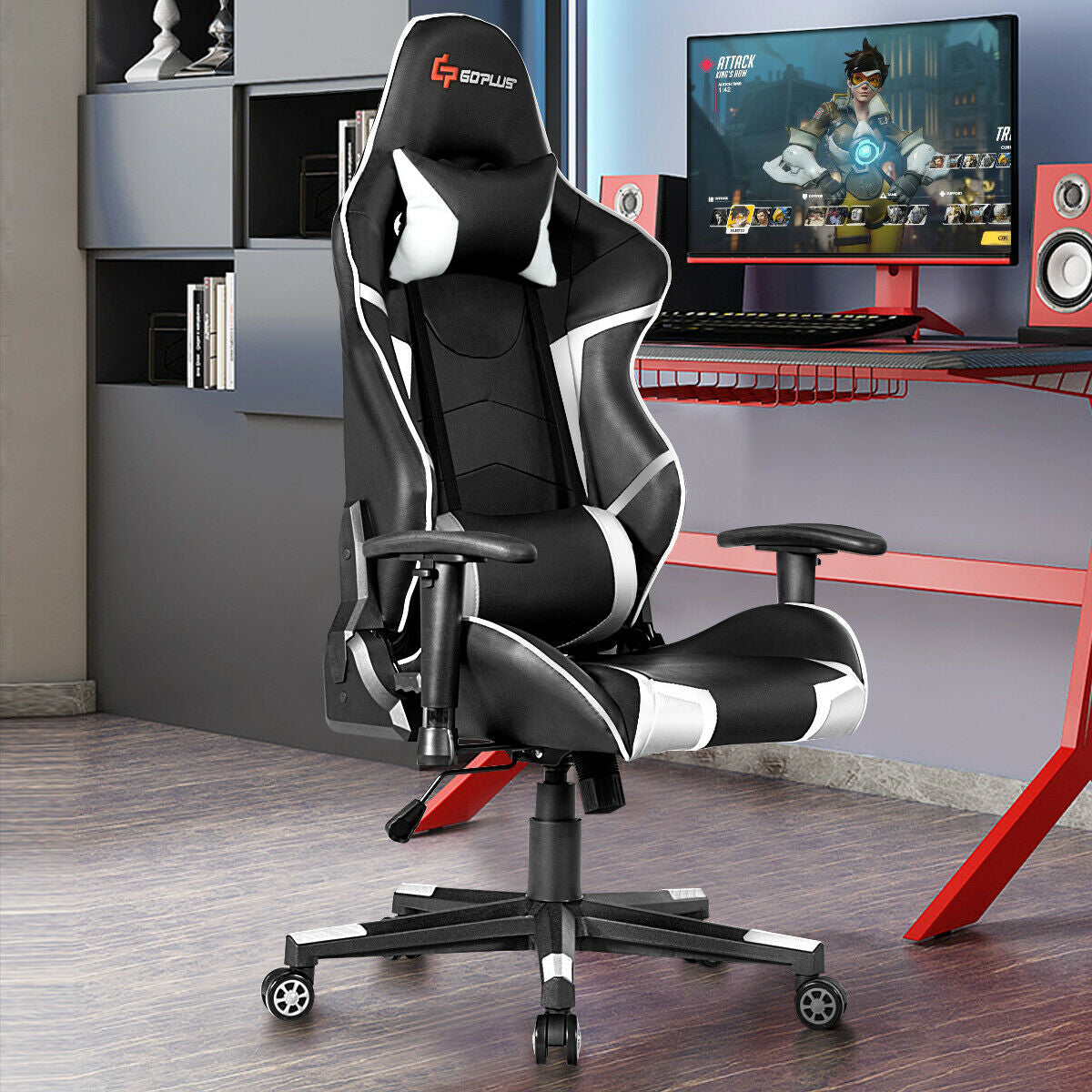Lumbar Support  Massage Gaming Reclining Racing Chair