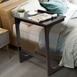 Adjustable C-Shape Couch End Table wth Tilting Top-Brown