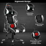Lumbar Support  Massage Gaming Reclining Racing Chair