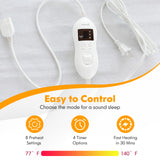Safe Electric Heated Mattress Pad with 4 Size 8 Temperature 10-Hour Timer
