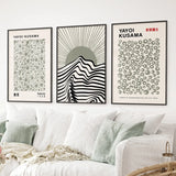 Exhibition Style Wall Art. Set of 3 Sage Green Bauhaus Prints for Apartment or Dorm