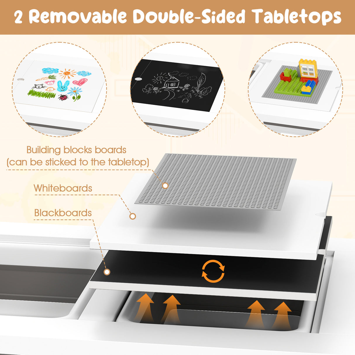 Sensory Table and Chair Set for Kids 2-8 with Foldable Bins