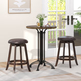 Set of 2 24/29 Inch Upholstered PU Leather Bar Stool with 360° Swivel Round Seat