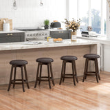 Set of 2 24/29 Inch Upholstered PU Leather Bar Stool with 360° Swivel Round Seat