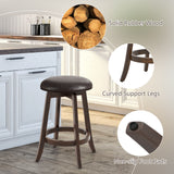 Set of 2 24/29 Inch Upholstered PU Leather Bar Stool with 360° Swivel Round Seat