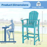Set of 2 Counter Height Outdoor HDPE Bar Stool with Armrests and Footrest