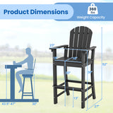Set of 2 Counter Height Outdoor HDPE Bar Stool with Armrests and Footrest