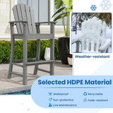 Set of 2 Counter Height Outdoor HDPE Bar Stool with Armrests and Footrest