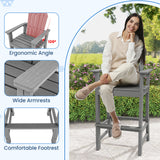 Set of 2 Counter Height Outdoor HDPE Bar Stool with Armrests and Footrest