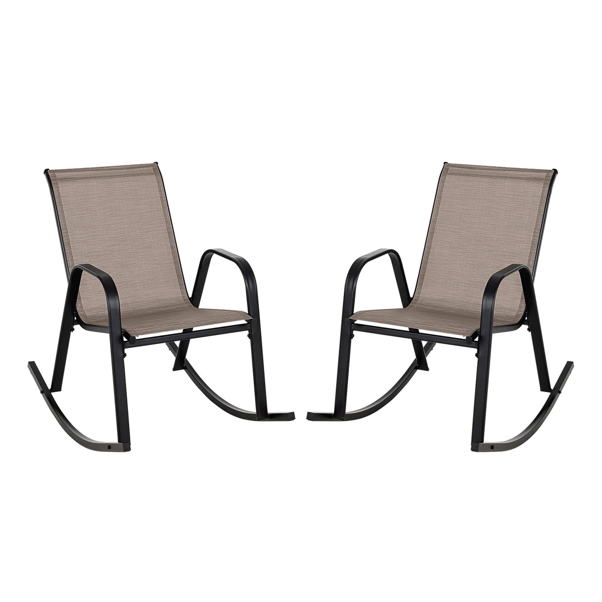 Set of 2 Heavy-Duty Metal Patio Rocking Chair with Breathable Seat Fabric