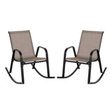 Set of 2 Heavy-Duty Metal Patio Rocking Chair with Breathable Seat Fabric