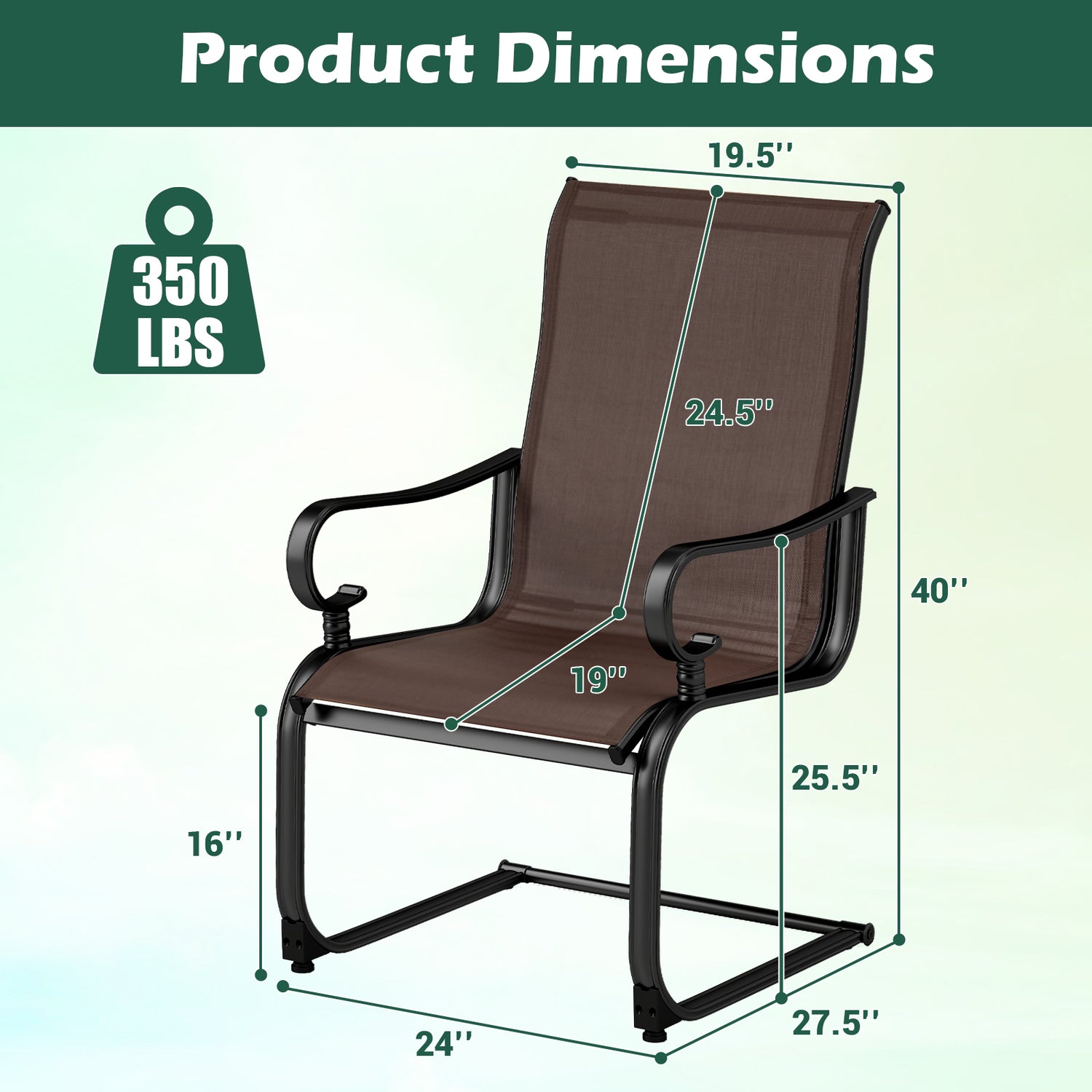Set of 2 Patio Chairs with Quick-drying and Breathable Fabric for Backyard