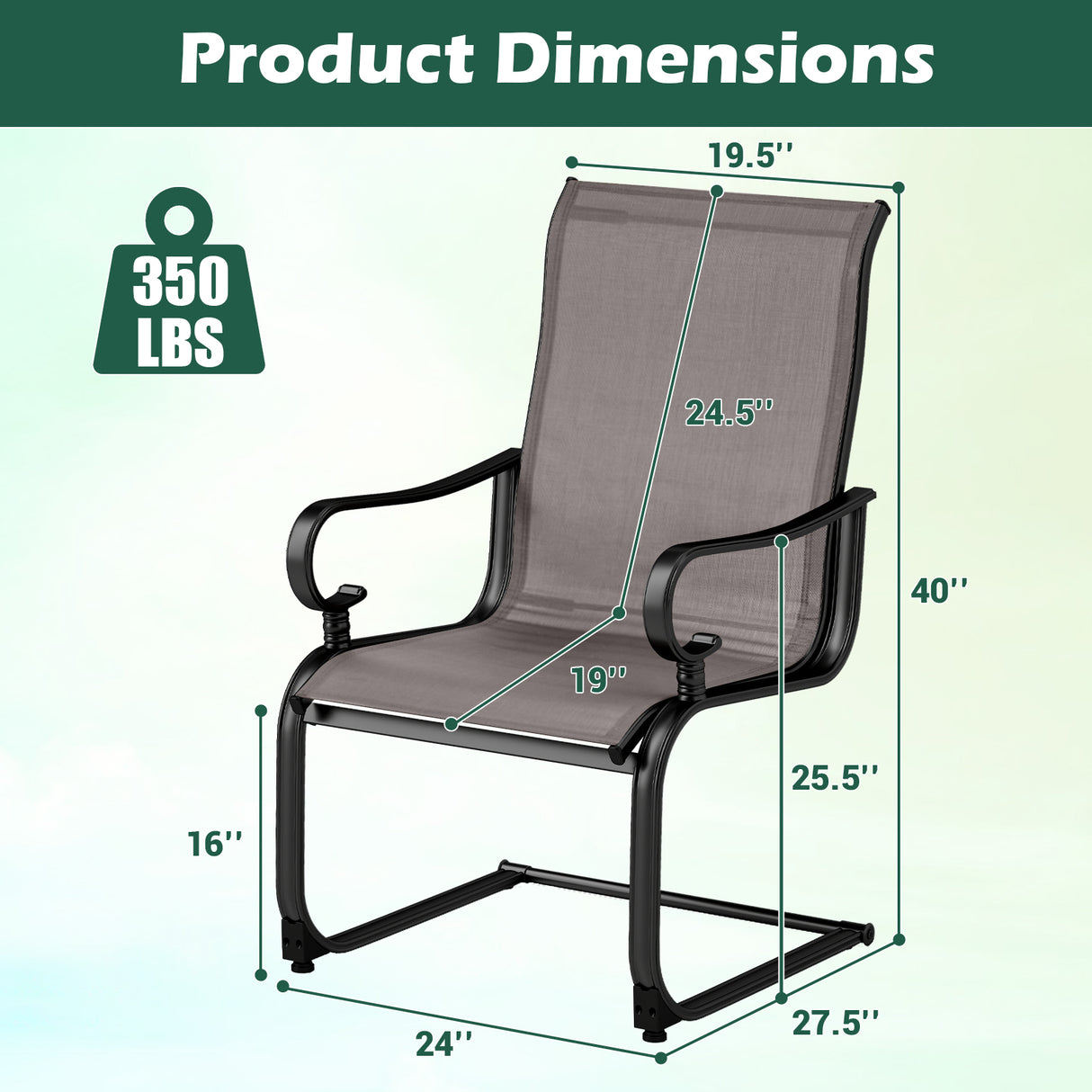 Set of 2 Patio Chairs with Quick-drying and Breathable Fabric for Backyard