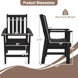 Set of 2 Patio Dining Chairs with Wide Armrests