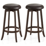 Set of 2 24/29 Inch Upholstered PU Leather Bar Stool with 360° Swivel Round Seat