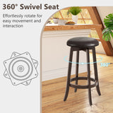 Set of 2 24/29 Inch Upholstered PU Leather Bar Stool with 360° Swivel Round Seat
