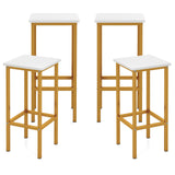 Set of 4 Bar Stool Set 26 Inch Bar Chair with Metal Legs and Footrest