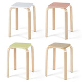 Set of 4 Colorful Square Stools with Anti-slip Felt Mats