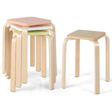 Set of 4 Colorful Square Stools with Anti-slip Felt Mats