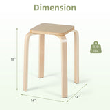Set of 4 Colorful Square Stools with Anti-slip Felt Mats