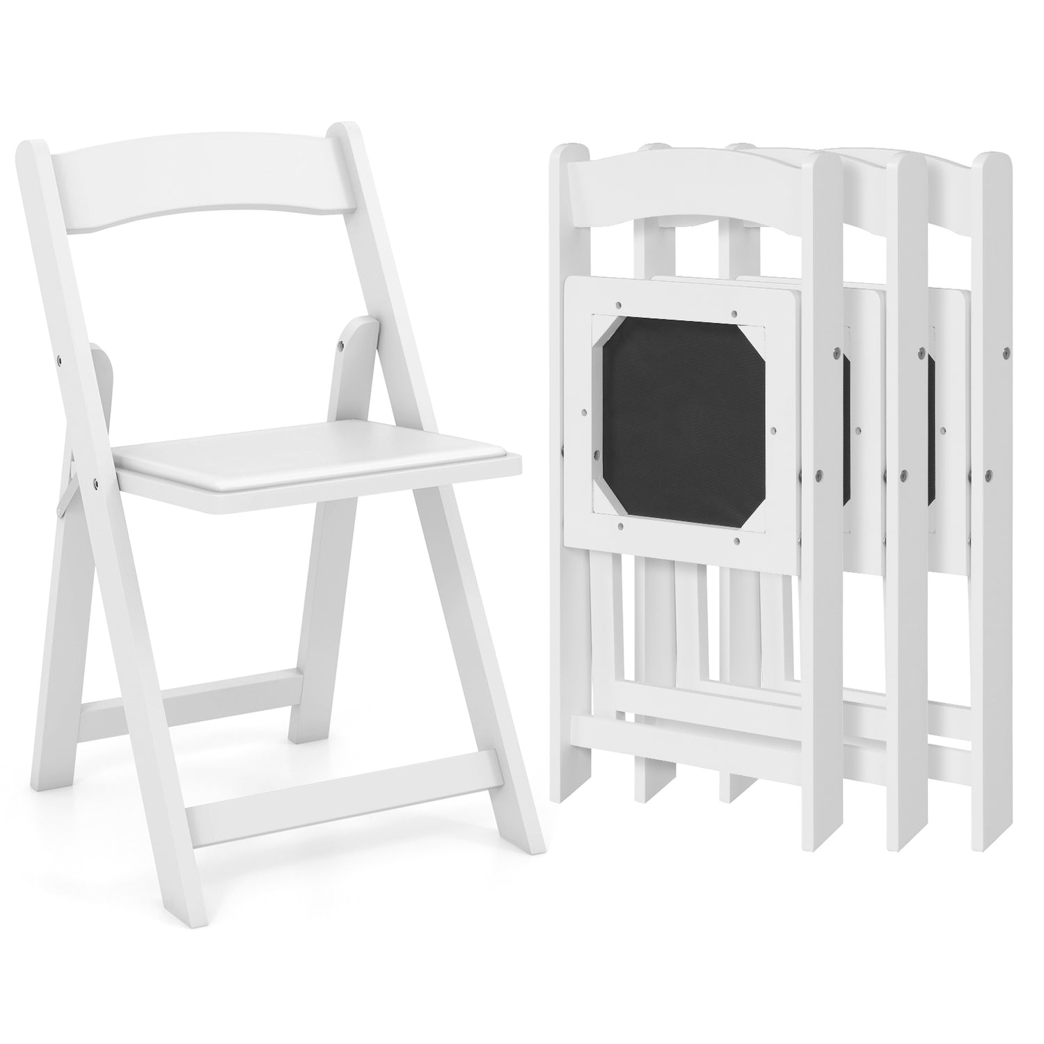 Set of 4 Dining Chairs Foldable Kitchen Chair with Rubber Wood Legs and Padded Seat