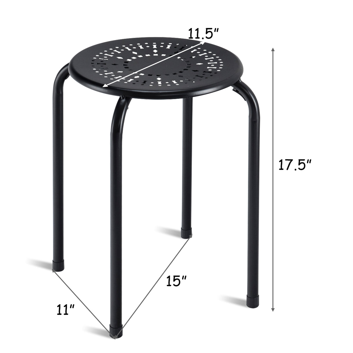 Set of 6 Stackable Multifunctional Daisy Design Backless Round Metal Stool Set