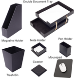 MOOG Leather Desk Set – 7-Piece Organizer-White