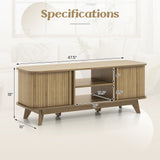 TV Stand for 55-Inch TV Media Console Table with Dual Sliding Doors-Oak