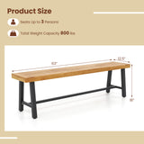 63 Inch 3-Person Acacia Patio Wood Outdoor Backless Bench