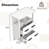 24 Inch Floor Cabinet with 2 Open Compartments and 2 Drawers-White