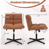 Office Armless Chair Cross Legged with Imitation Lamb Fleece and Adjustable Height