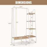 Clothes Rack Freestanding Storage Tower with Hanging Bar