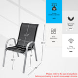 4 Pieces Stackable Patio Dining Chairs Set with Armrest