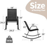 Set of 2 Heavy-Duty Metal Patio Rocking Chair with Breathable Seat Fabric