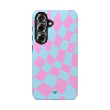 BLUE PINK CURVY CHECKERBOARD | Tough Phone Case
