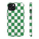 GREEN WHITE CHECKERBOARD | Tough Phone Case