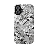 B&W ABSTRACT DOODLE | Tough Phone Case