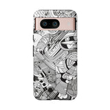 B&W ABSTRACT DOODLE | Tough Phone Case