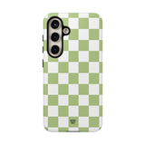 PALE OLIVE WHITE CHECKERBOARD | Tough Phone Case