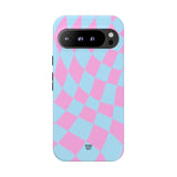 BLUE PINK CURVY CHECKERBOARD | Tough Phone Case