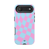 BLUE PINK CURVY CHECKERBOARD | Tough Phone Case