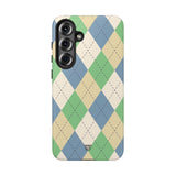 GREEN BLUE BEIGE ARGYLE | Tough Phone Case